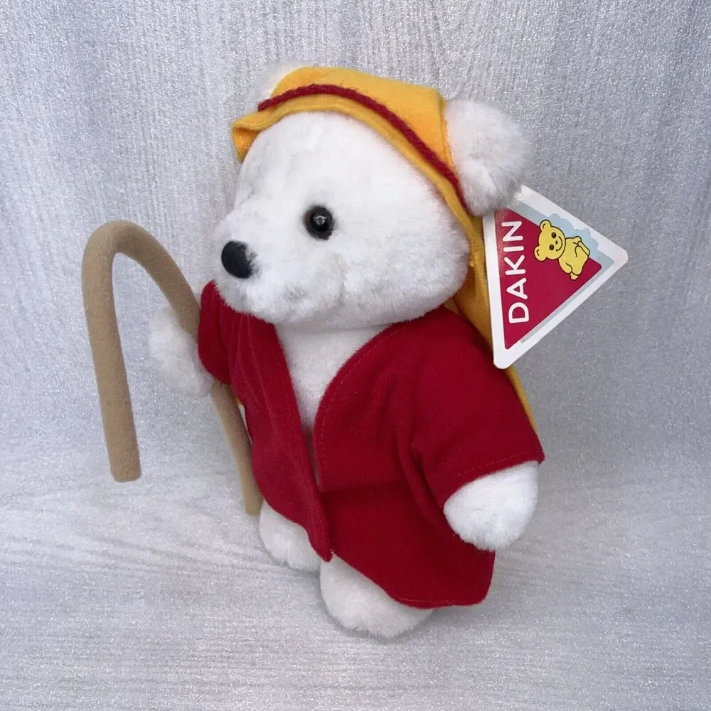 Vintage 1988 Dakin White Shepherd Bear Christmas Stuffed Animal Plush 9